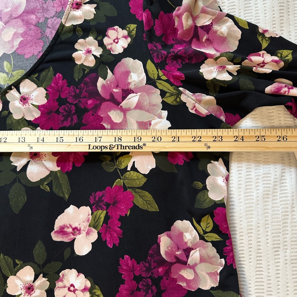 Vintage Floral Calvin Klein Womens Blouse 2X Ruched Sleeve Bohemian Romantic - Picture 6 of 8